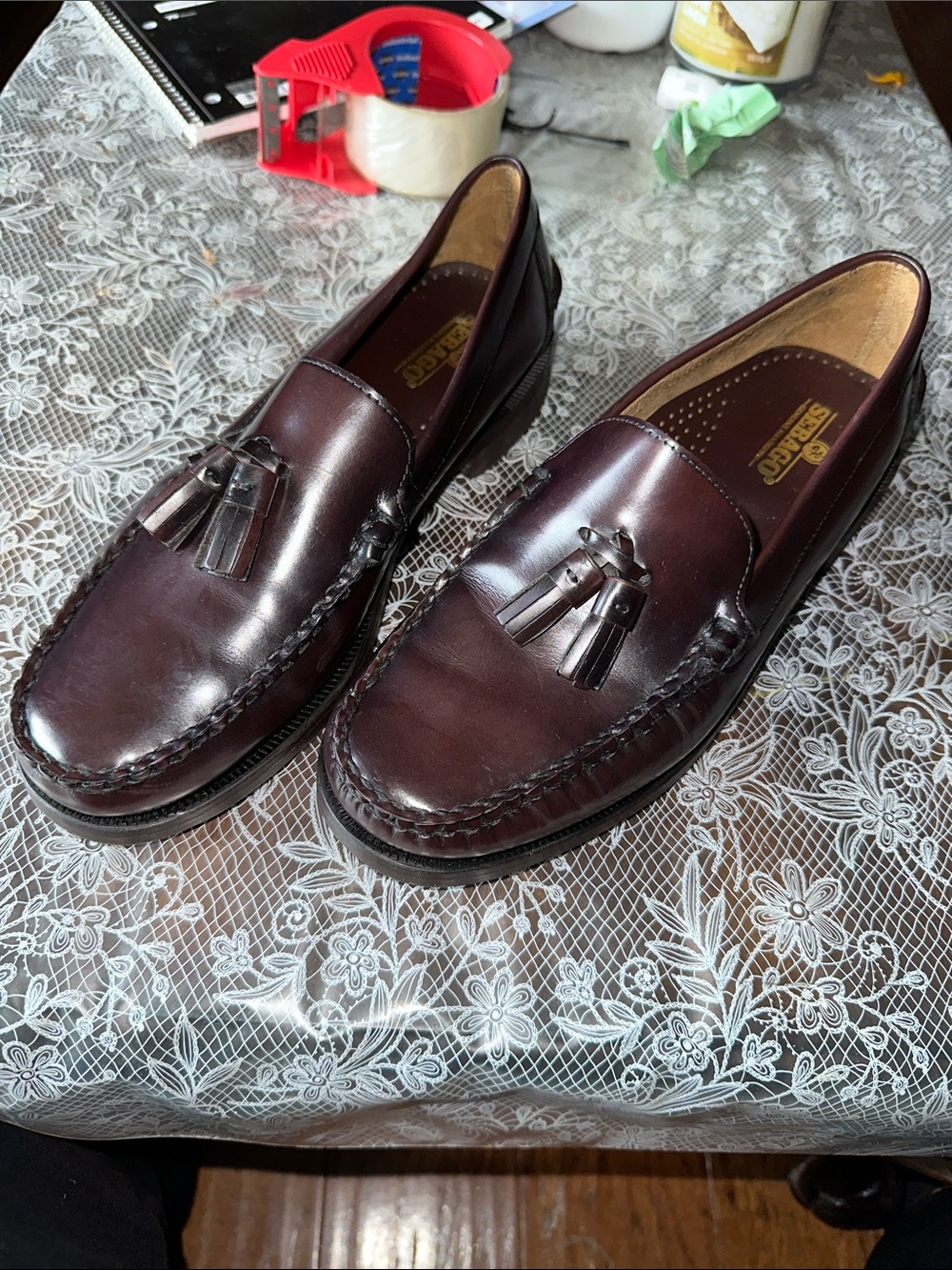 Sebago Burgundy Leather Tassel Loafers
